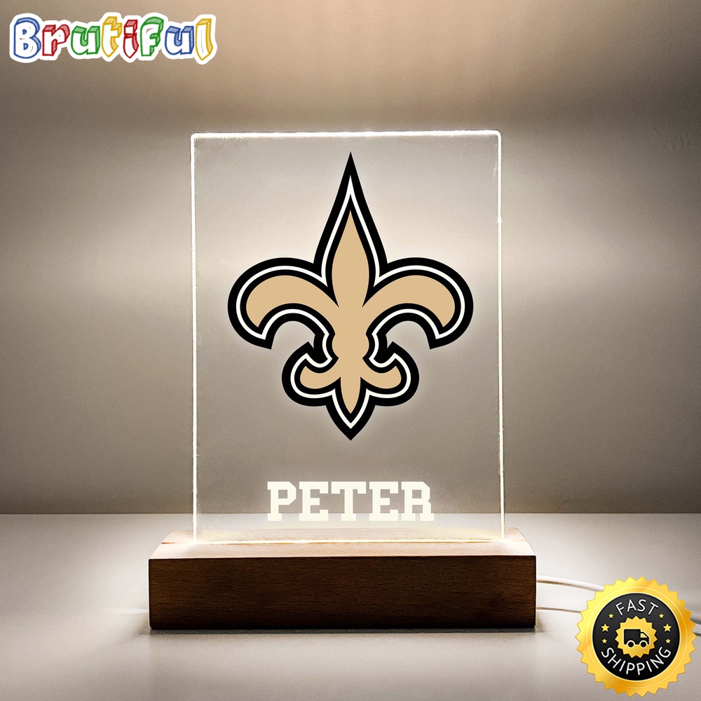 NFL New Orleans Saints Night Light Table Desk Lamp Stand Sports Fan LED Light