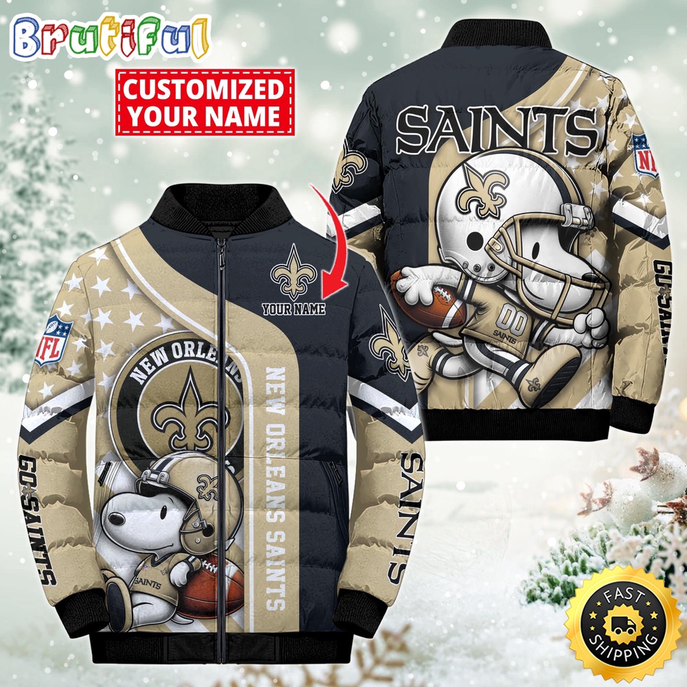NFL New Orleans Saints Puffer Jacket Snooby Customized Jacket 1