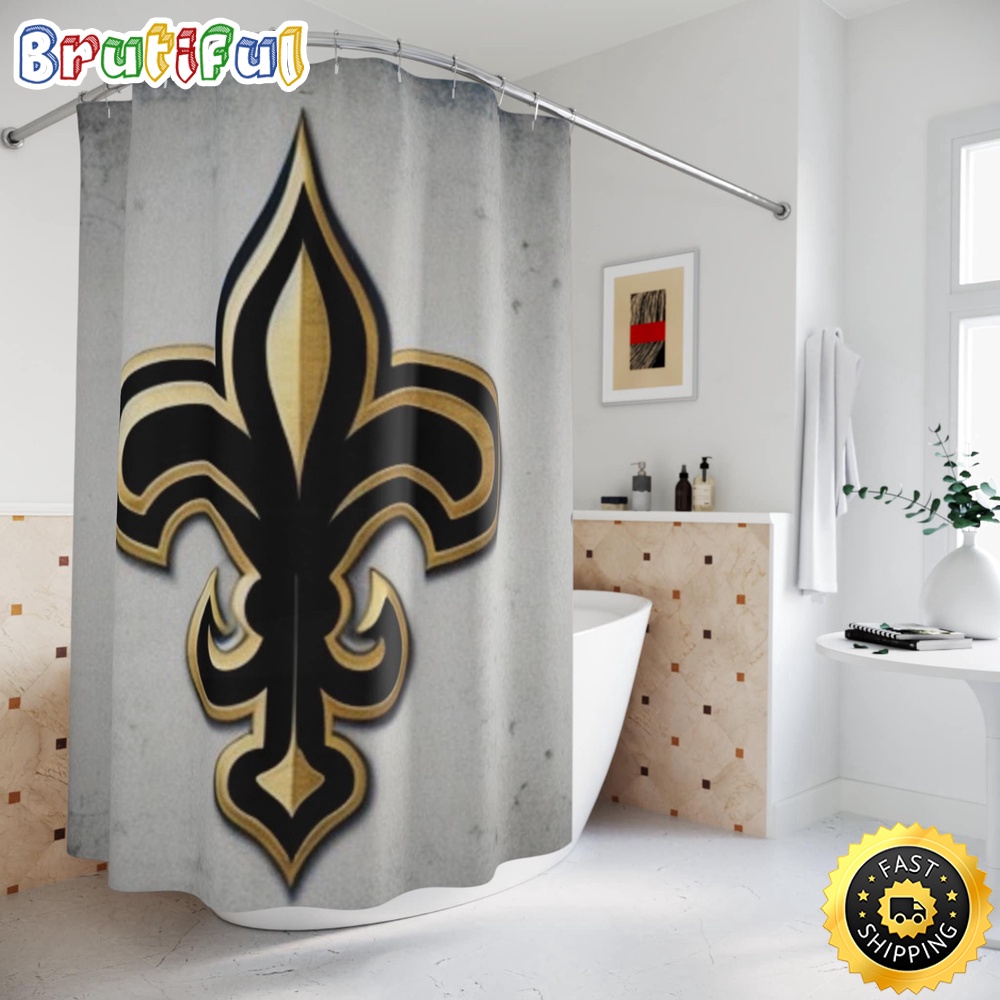 NFL New Orleans Saints Shower Curtain Sport Bathroom Mat Set and Shower Curtain 1