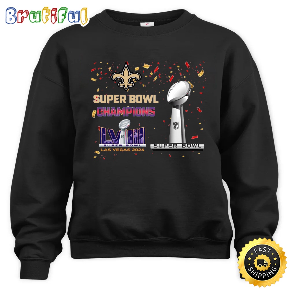 NFL New Orleans Saints Sweatshirt Super Bowl LVIII 2024 Las Vegas Champions Unisex Sweatshirt 1