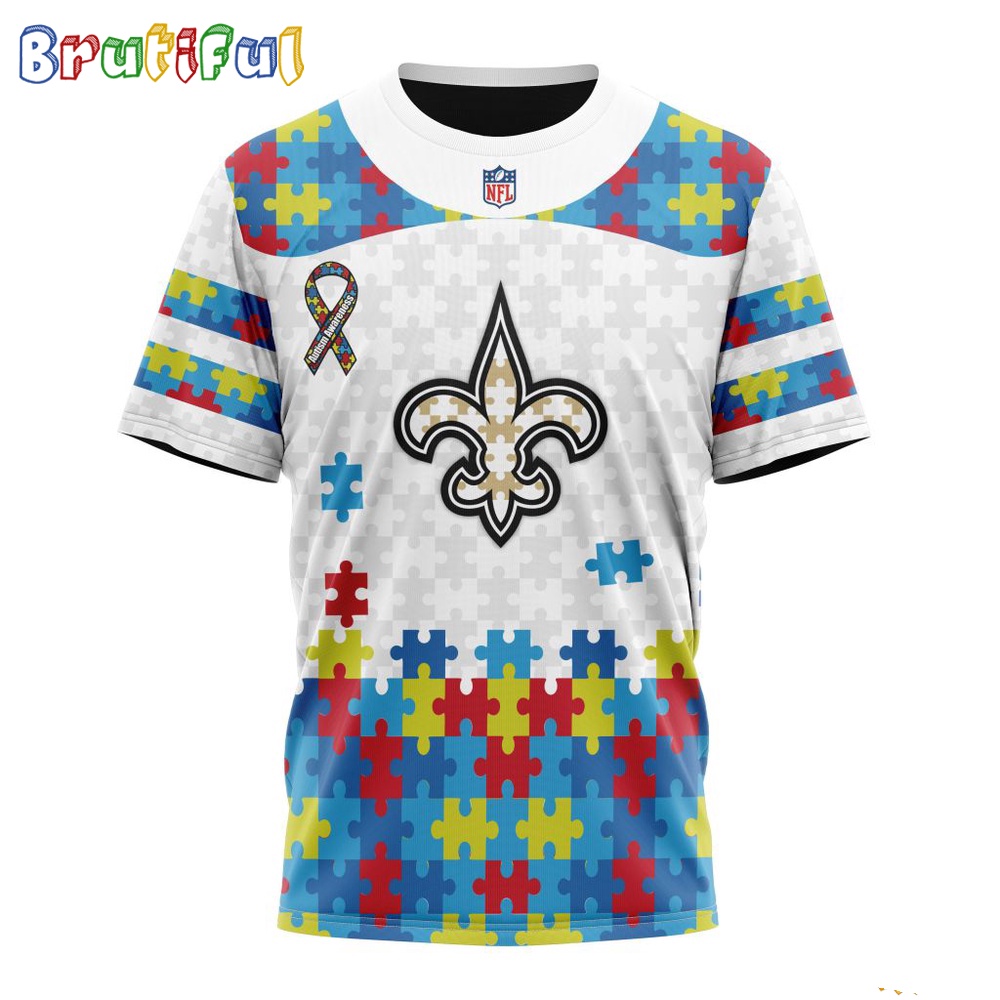 NFL New Orleans Saints T Shirt Special Autism Awareness Design 3D T Shirt 1