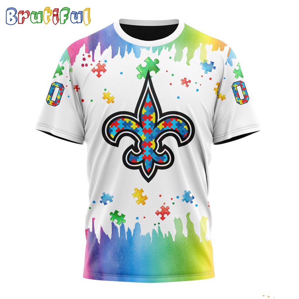 NFL New Orleans Saints T Shirt Special Autism Awareness Design All Over Print T Shirt 1