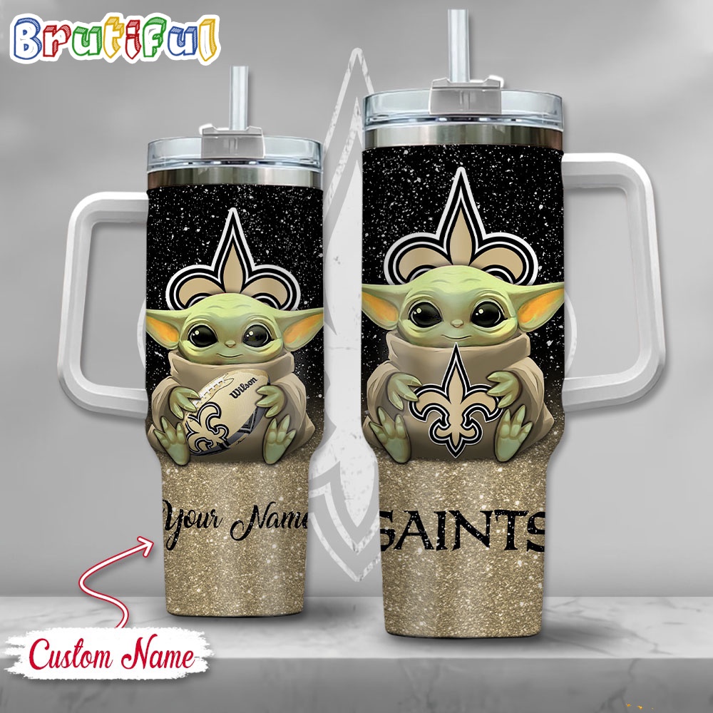 NFL New Orleans Saints Tumbler Baby Yoda Customzed Handle Cup