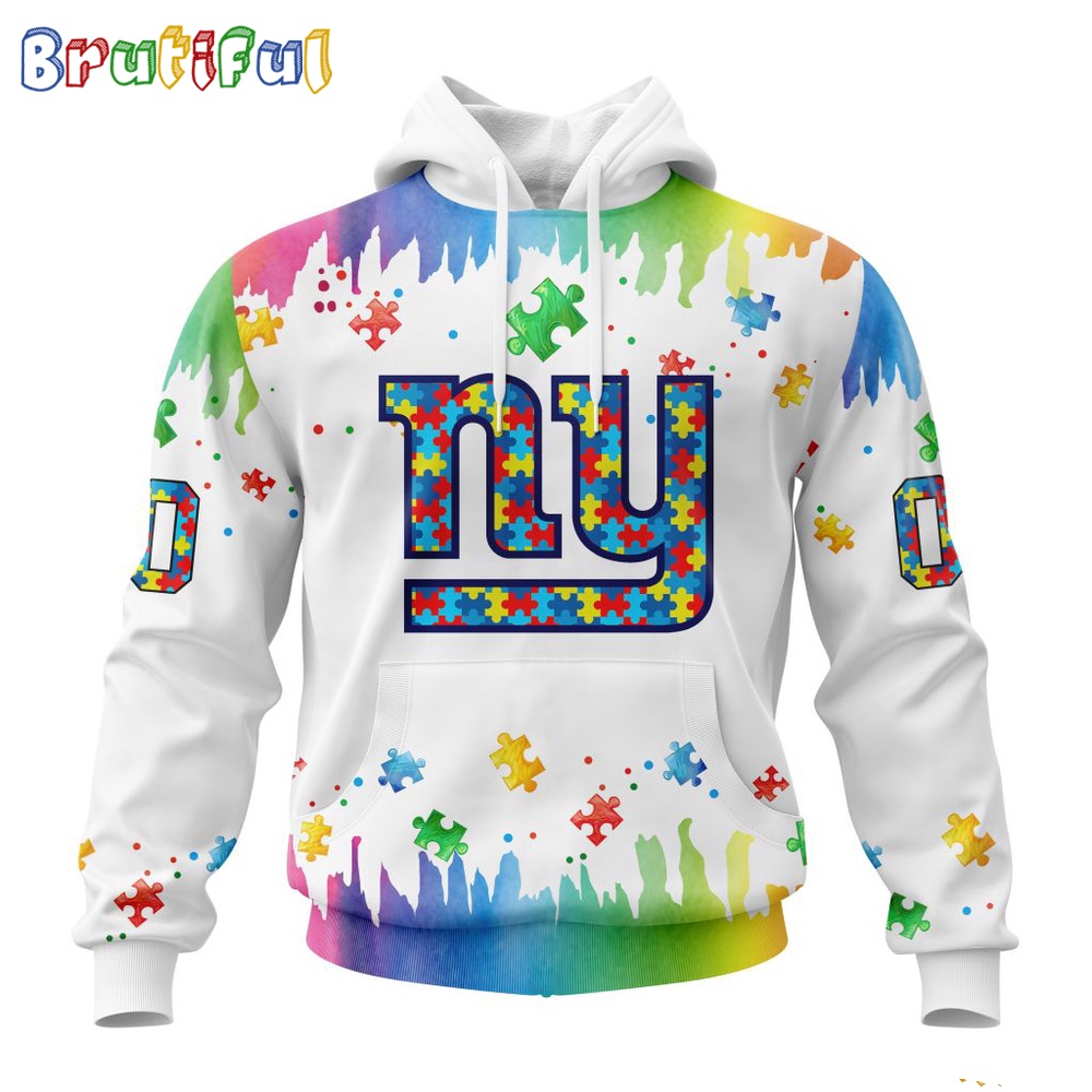 NFL New York Giants Hoodie Special Autism Awareness Design All Over Print Hoodie 1