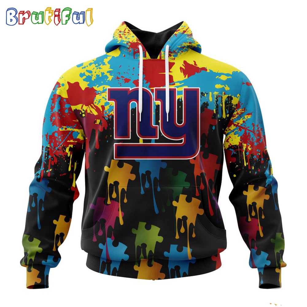 NFL New York Giants Hoodie Special Autism Awareness Design Football Hoodie 1