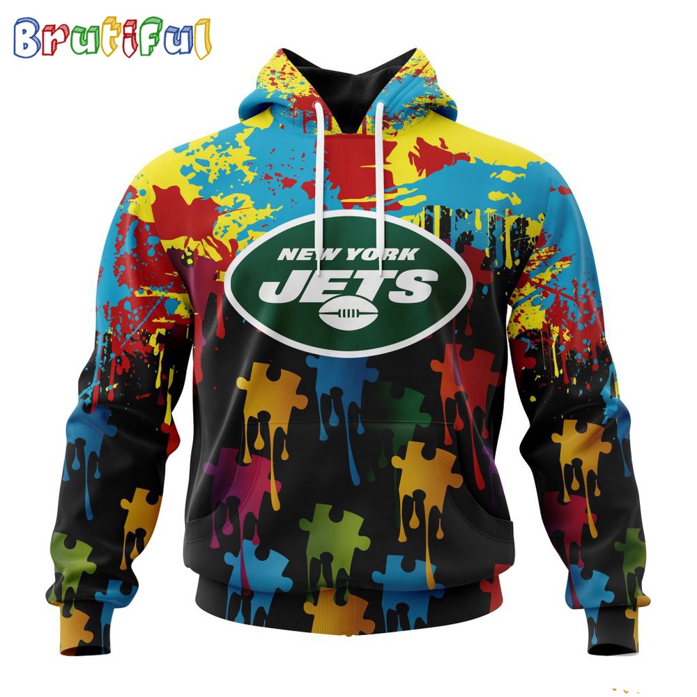 NFL New York Jets Hoodie Special Autism Awareness Design Football Hoodie 1