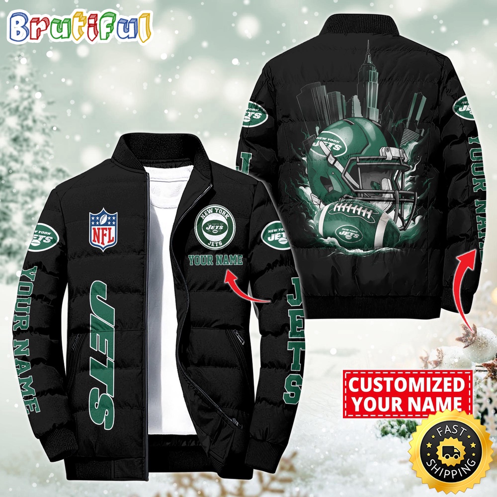 NFL New York Jets Puffer Jacket City Logo Print Jacket For Fans 1