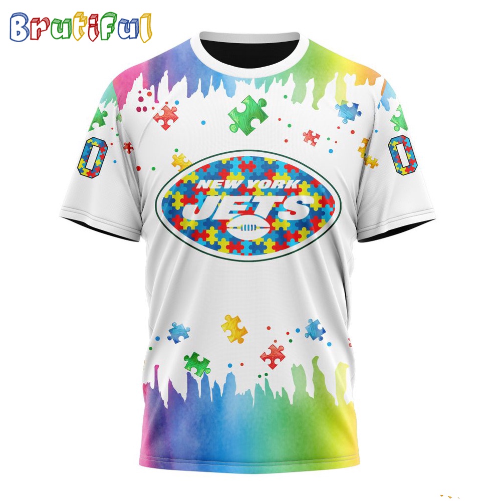 NFL New York Jets T Shirt Special Autism Awareness Design All Over Print T Shirt 1