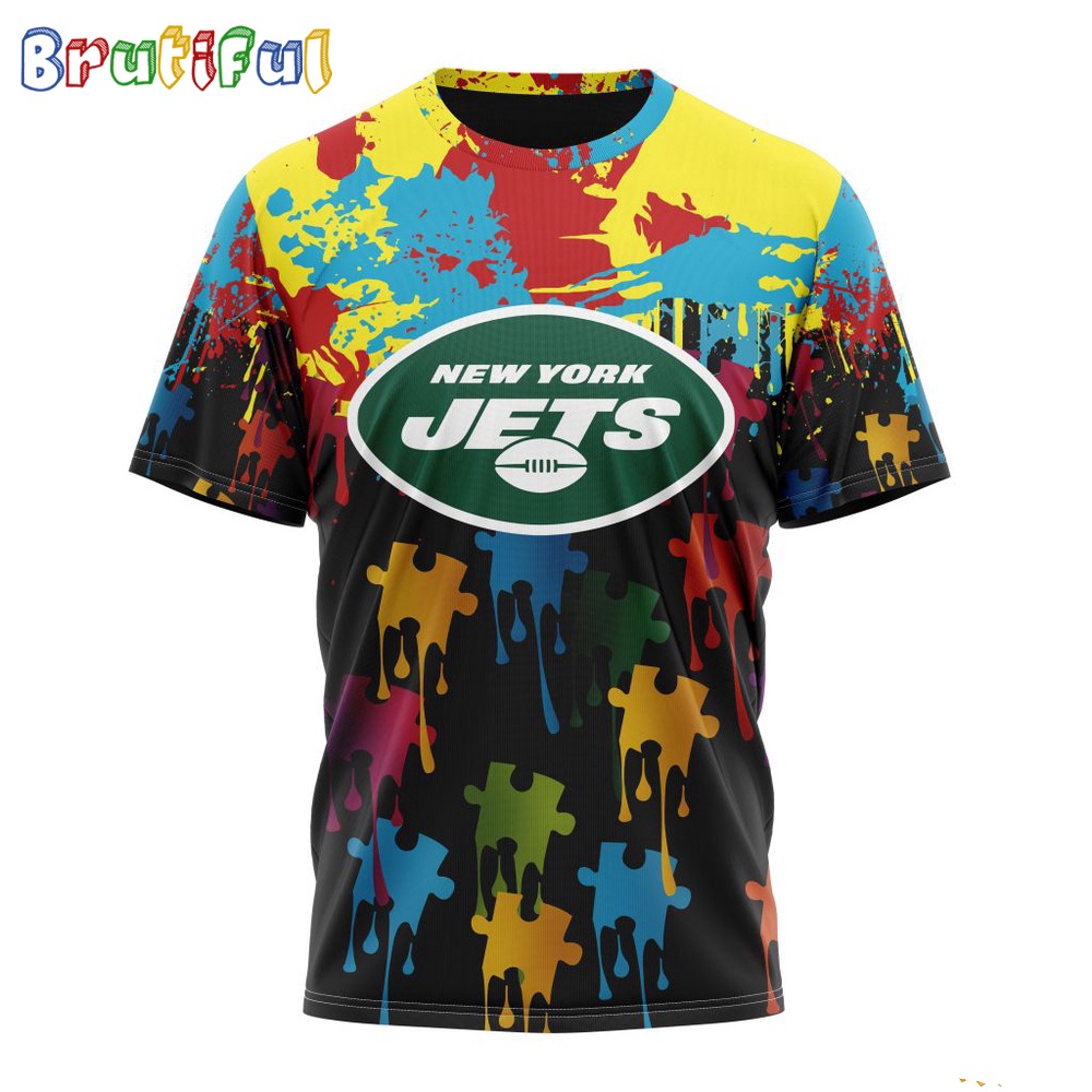 NFL New York Jets T Shirt Special Autism Awareness Design Football T Shirt 1