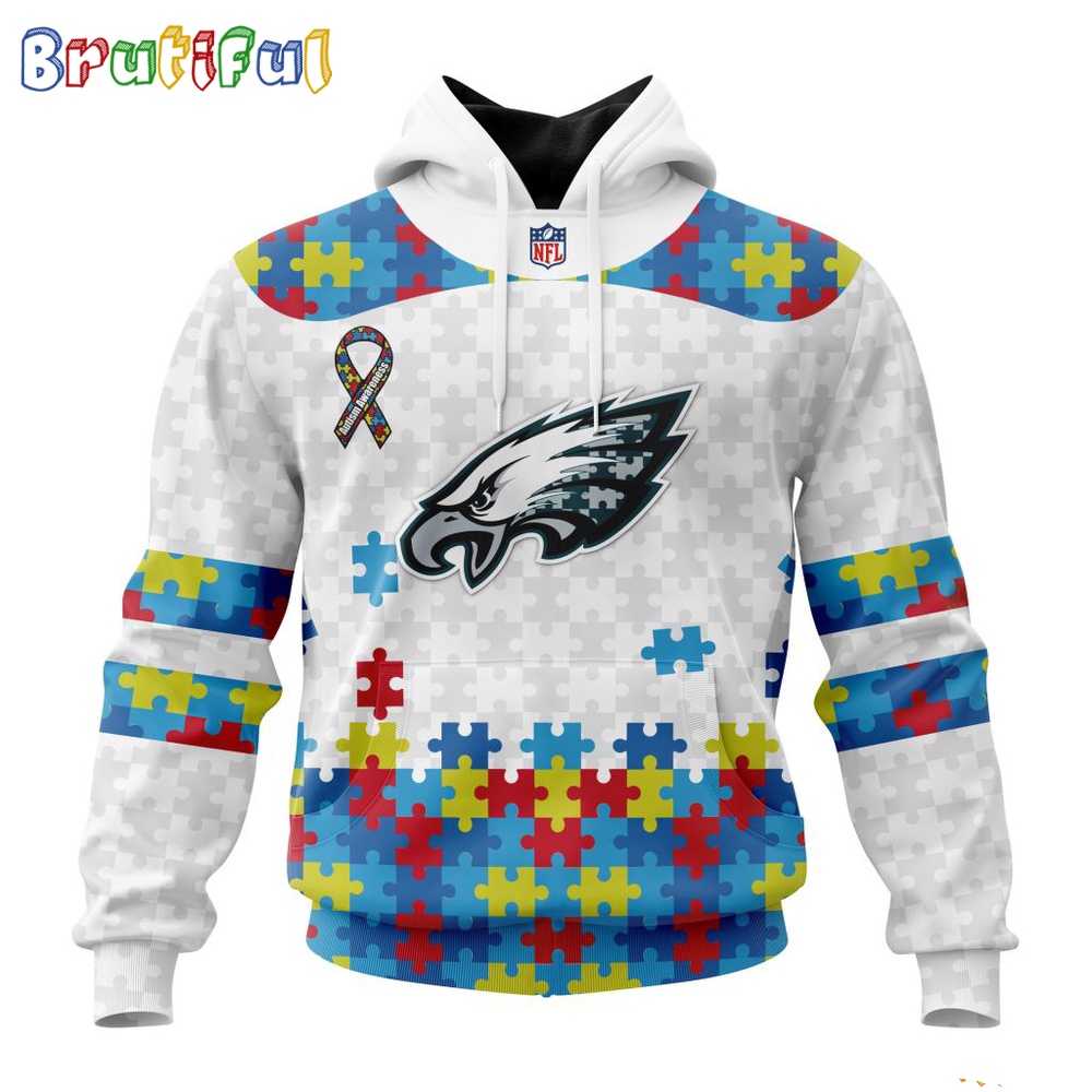 NFL Philadelphia Eagles Hoodie Special Autism Awareness Design 3D Hoodie 1