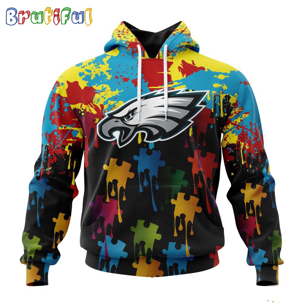 NFL Philadelphia Eagles Hoodie Special Autism Awareness Design Football Hoodie 1