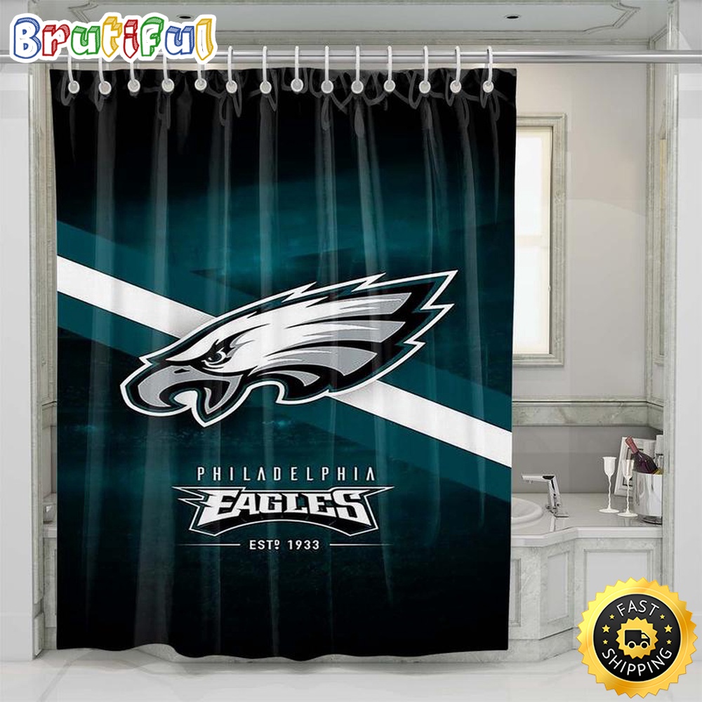 NFL Philadelphia Eagles Logo Shower Curtain Set For Bathroom Decor 1