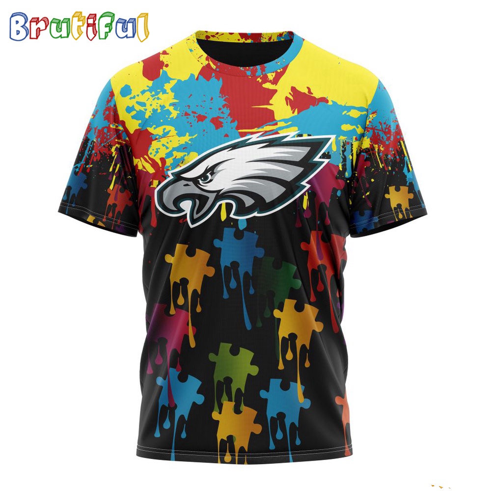 NFL Philadelphia Eagles T Shirt Special Autism Awareness Design Football T Shirt 1