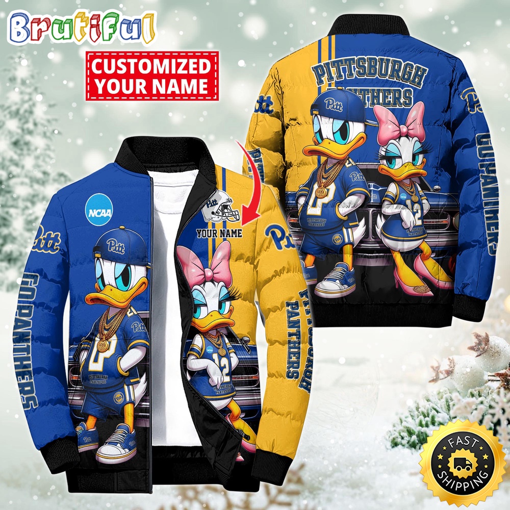 NFL Pittsburgh Panthers Puffer Jacket Donald Duck Custom Jacket 1