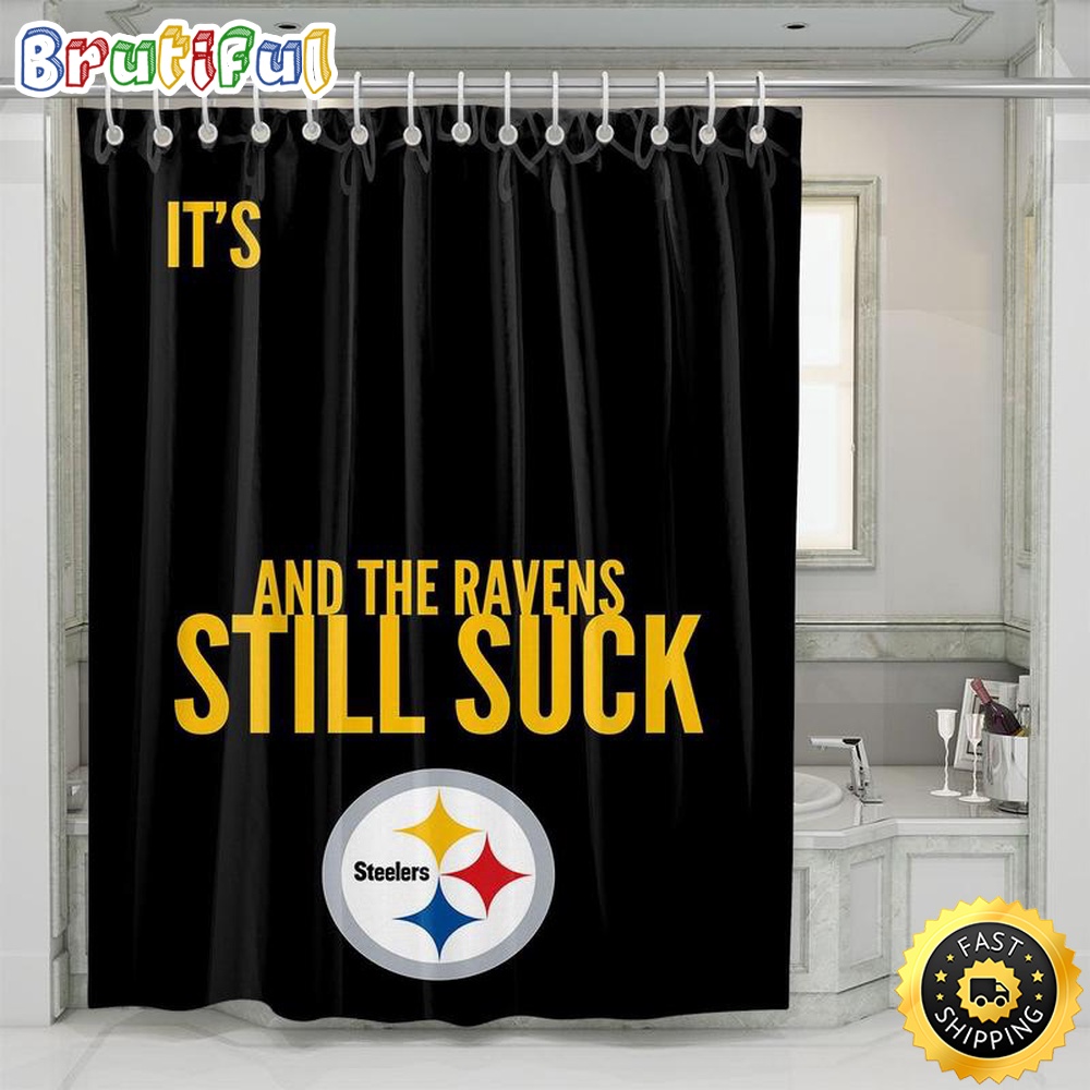 NFL Pittsburgh Steelers Football Shower Curtain Set For Bathroom Decor 1