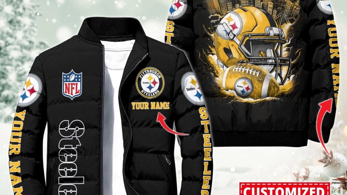 NFL Pittsburgh Steelers Puffer Jacket City Logo Print Jacket For Fans