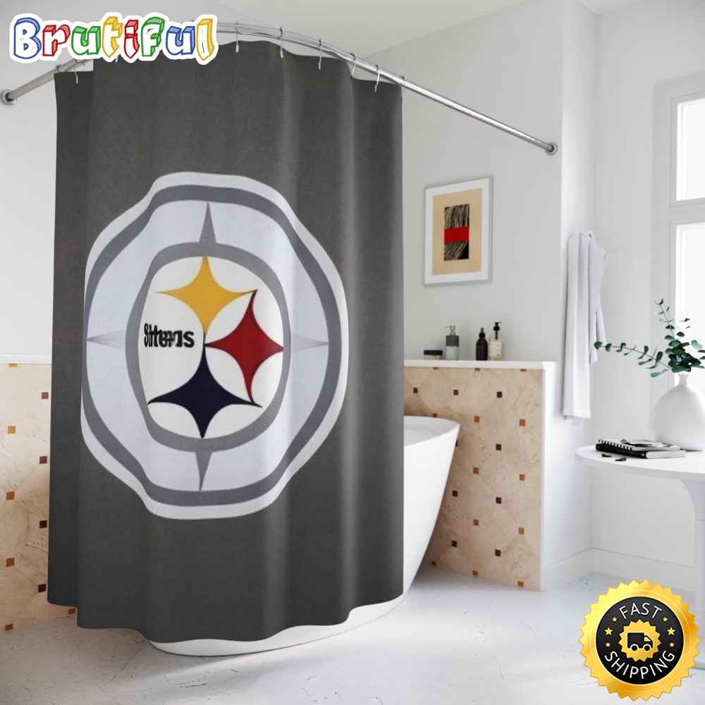 NFL Pittsburgh Steelers Shower Curtain Sport Bathroom Mat Set and Shower Curtain 1