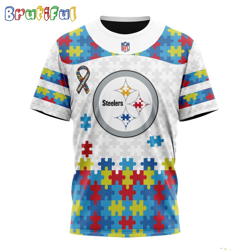 NFL Pittsburgh Steelers T Shirt Special Autism Awareness Design 3D T Shirt 1