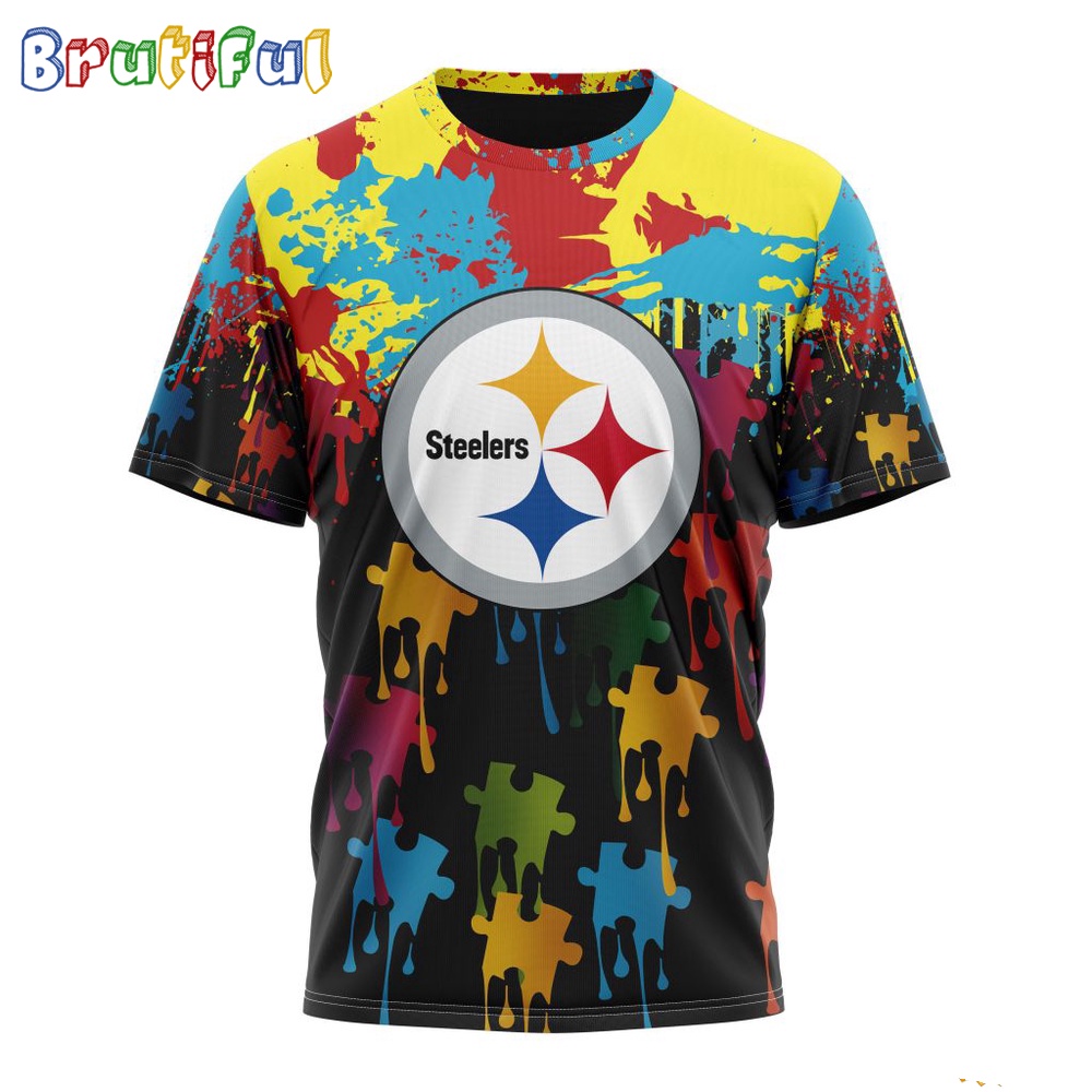 NFL Pittsburgh Steelers T Shirt Special Autism Awareness Design Football T Shirt 1