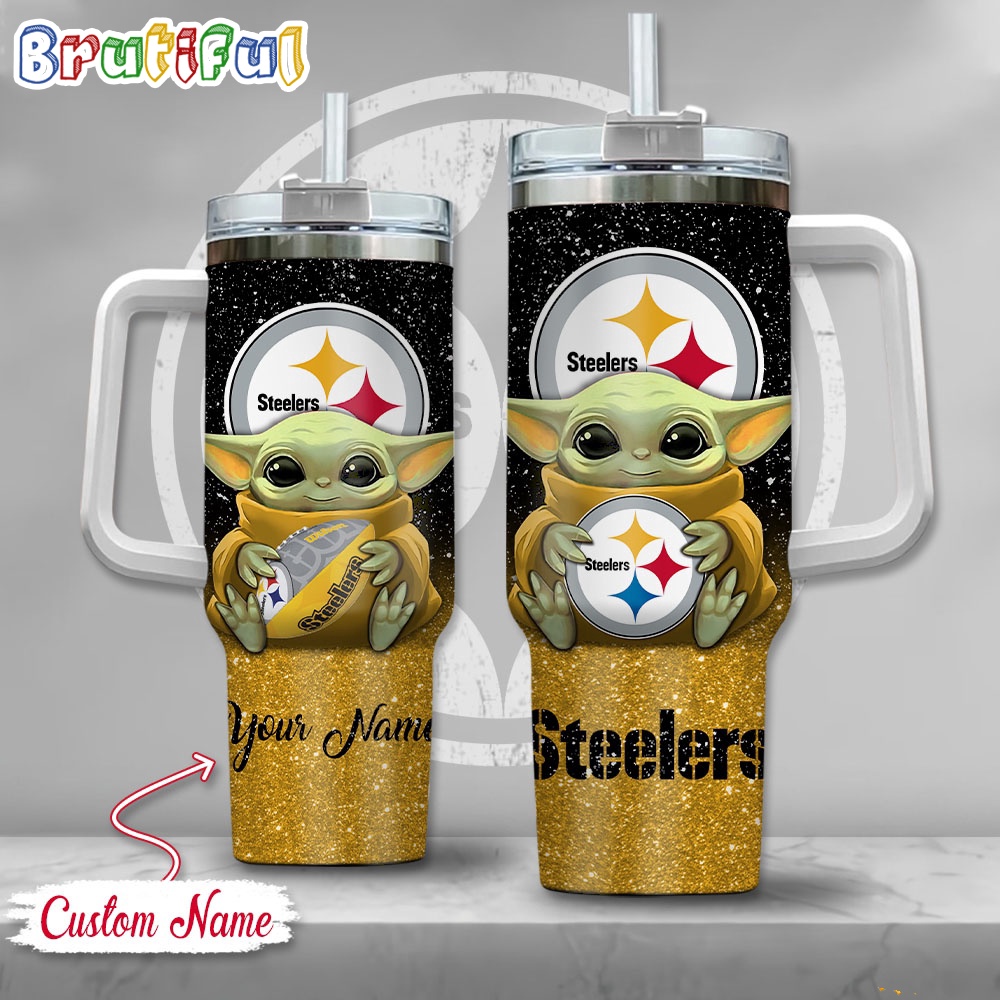 NFL Pittsburgh Steelers Tumbler Baby Yoda Customzed Handle Cup