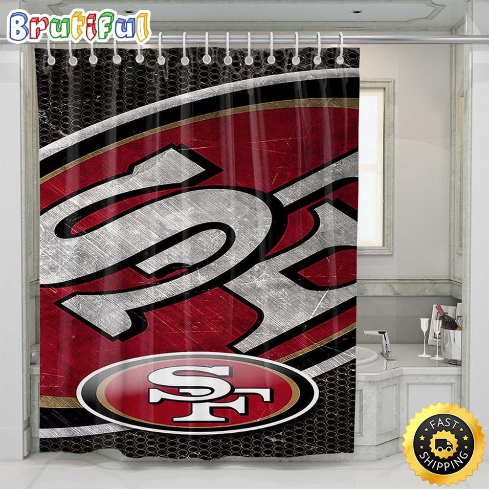 NFL San Francisco 49Ers Team Shower Curtain Set For Bathroom Decor 1