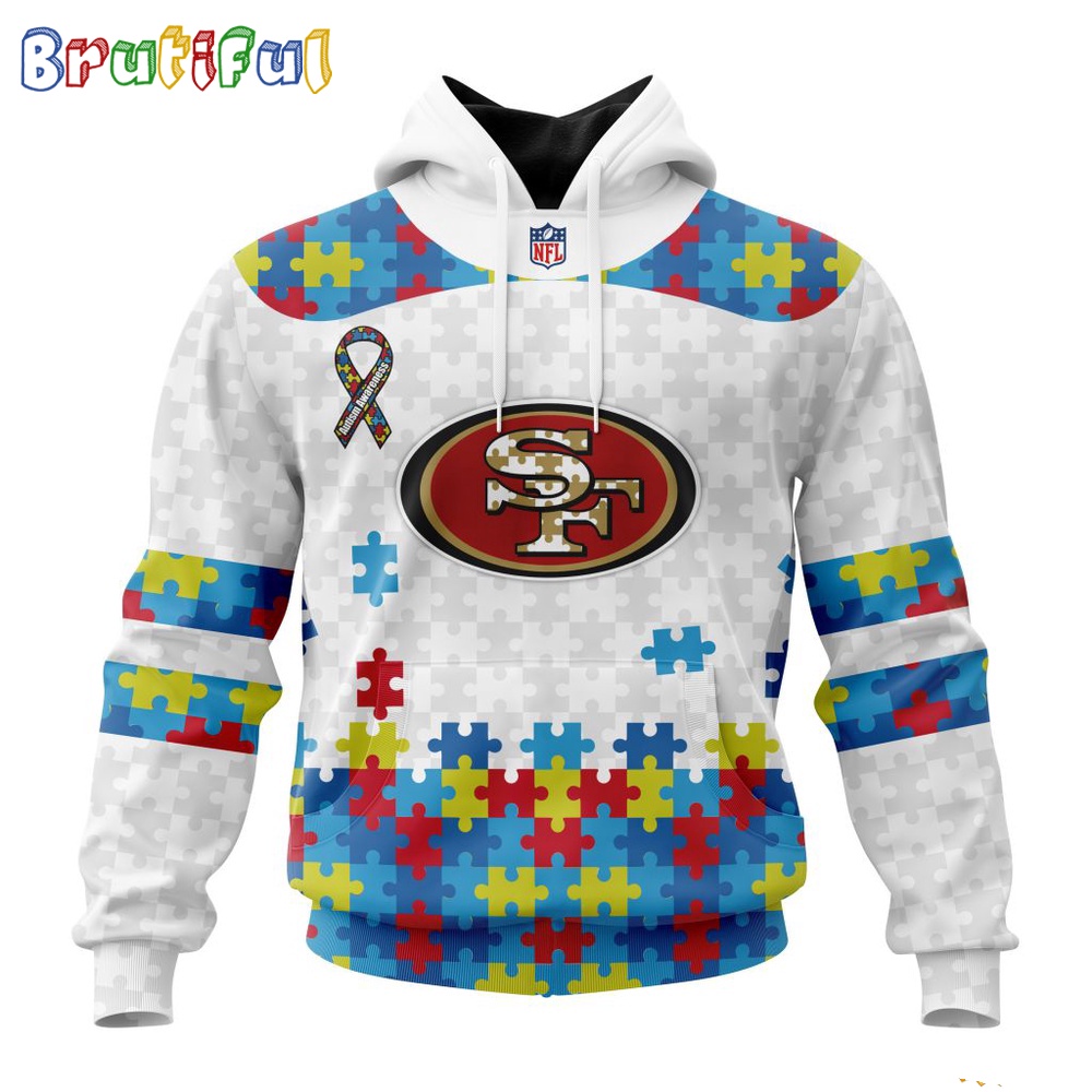 NFL San Francisco 49ers Hoodie Special Autism Awareness Design 3D Hoodie 1