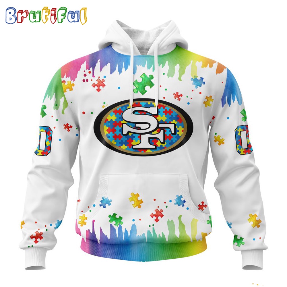 NFL San Francisco 49ers Hoodie Special Autism Awareness Design All Over Print Hoodie 1