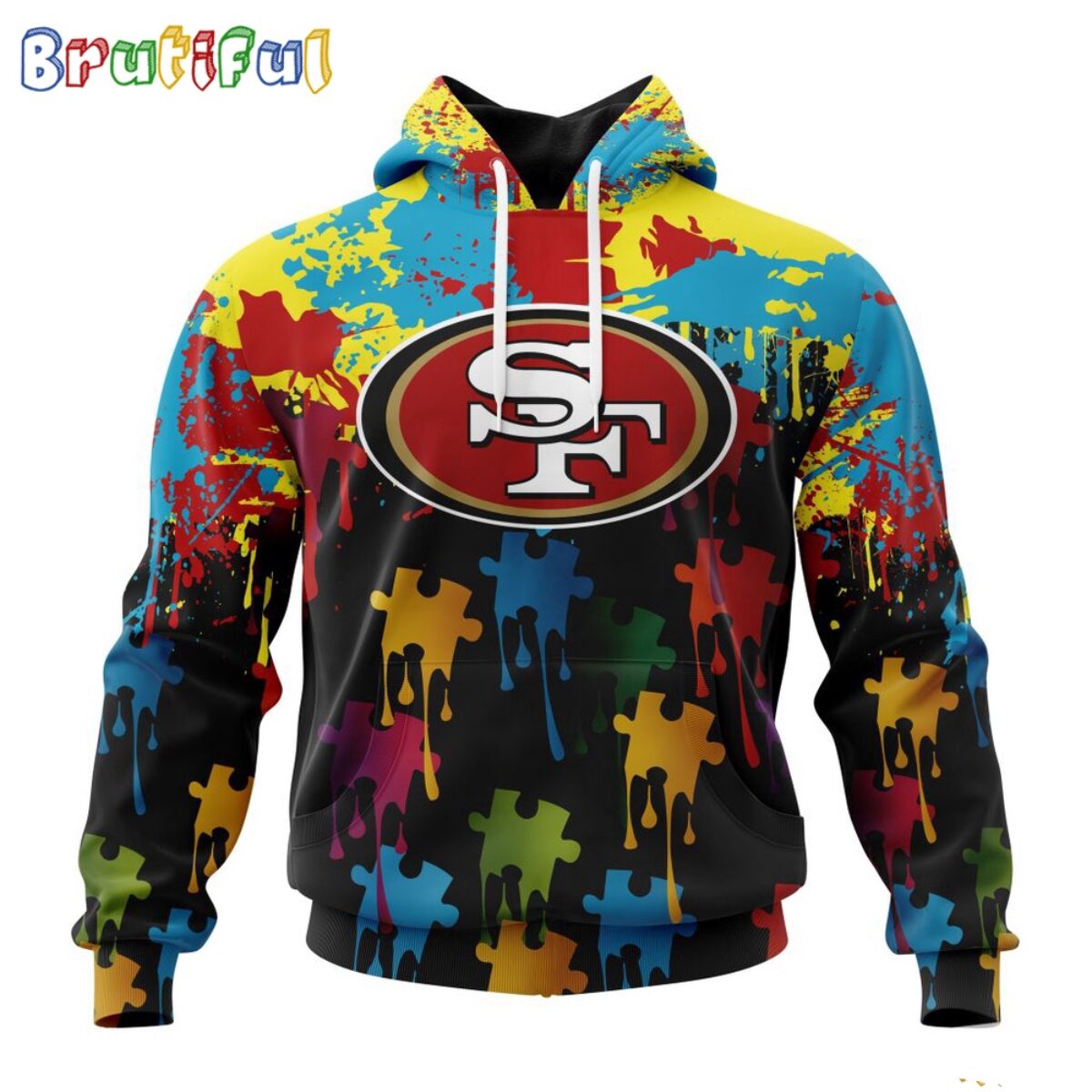 NFL San Francisco 49ers Hoodie Special Autism Awareness Design