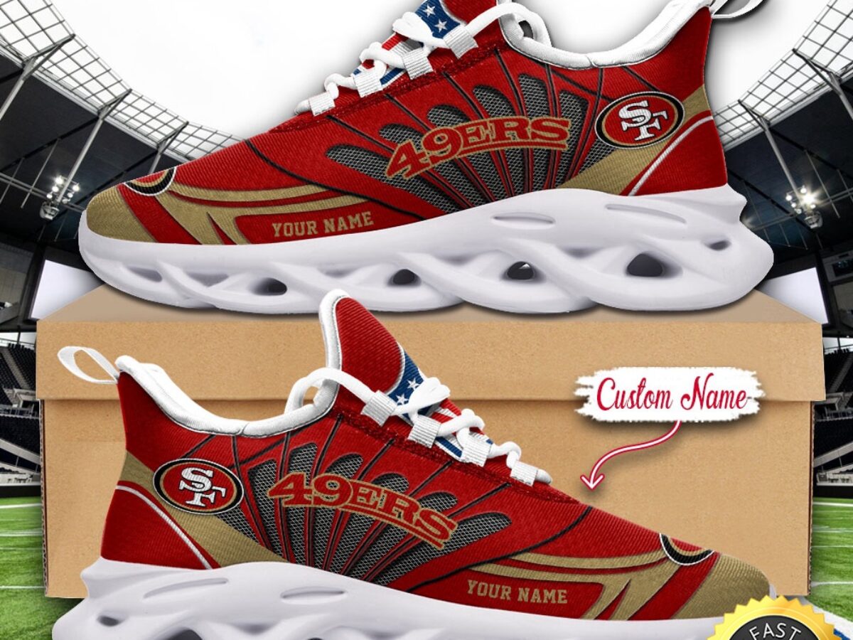 NFL San Francisco 49ers Max Soul Shoes Custom Name Football  display picture 3