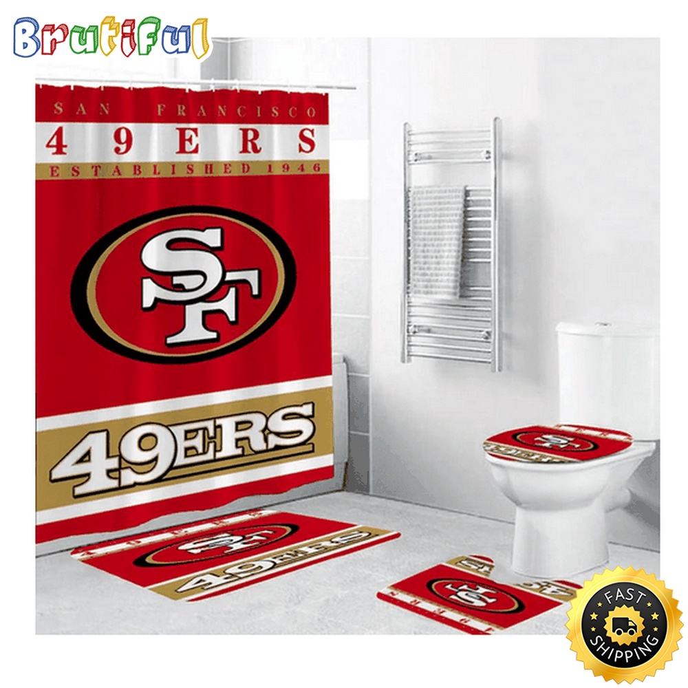 NFL San Francisco 49ers Shower Curtain Football Team Helmet Shower Curtain Sets 1