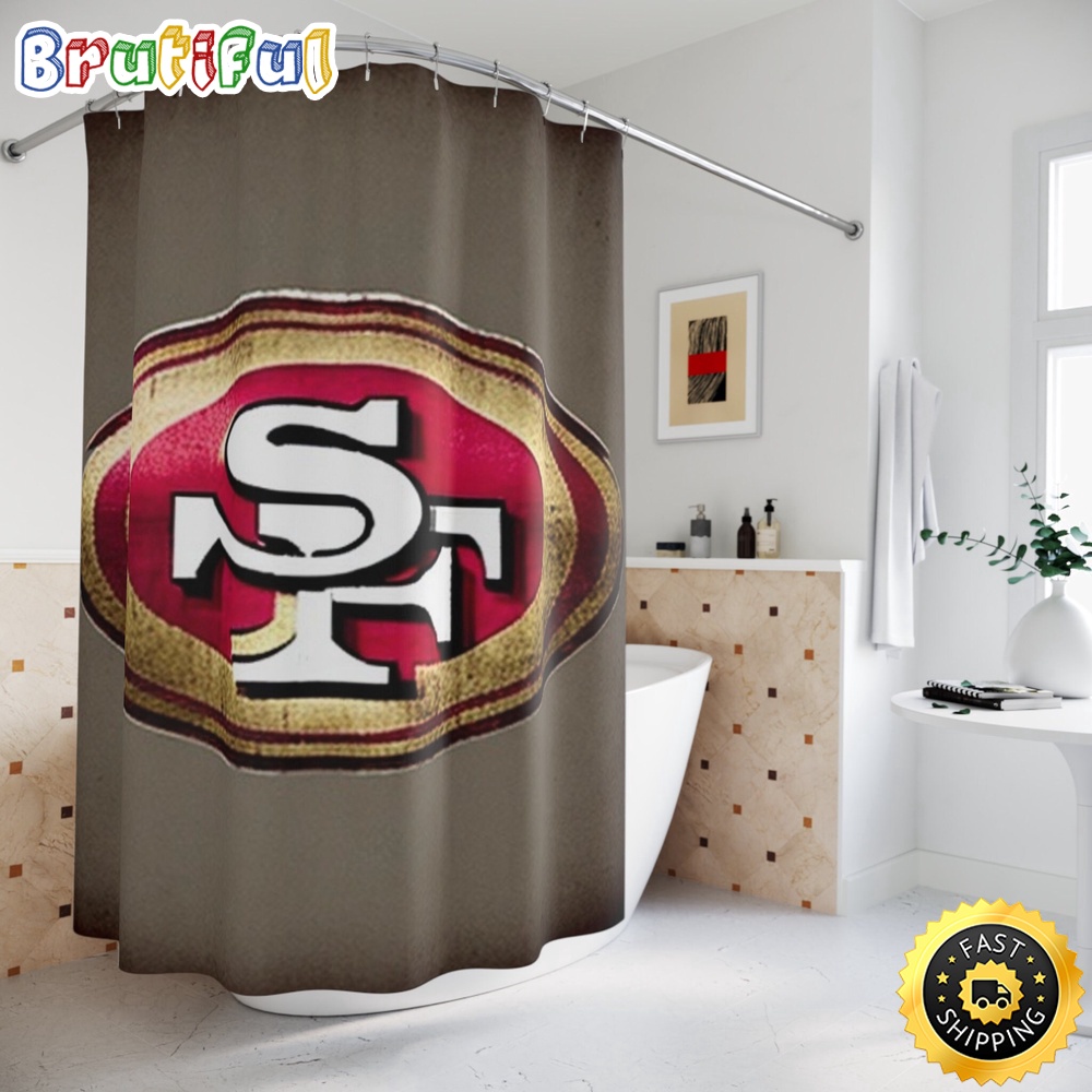 NFL San Francisco 49ers Shower Curtain Sport Bathroom Mat Set and Shower Curtain 1