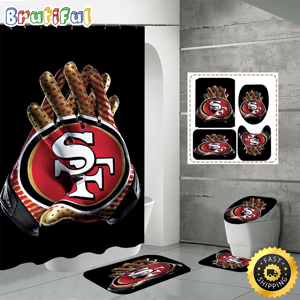 NFL San Francisco 49ers Shower Curtain Trendy Bathroom Drapes 1