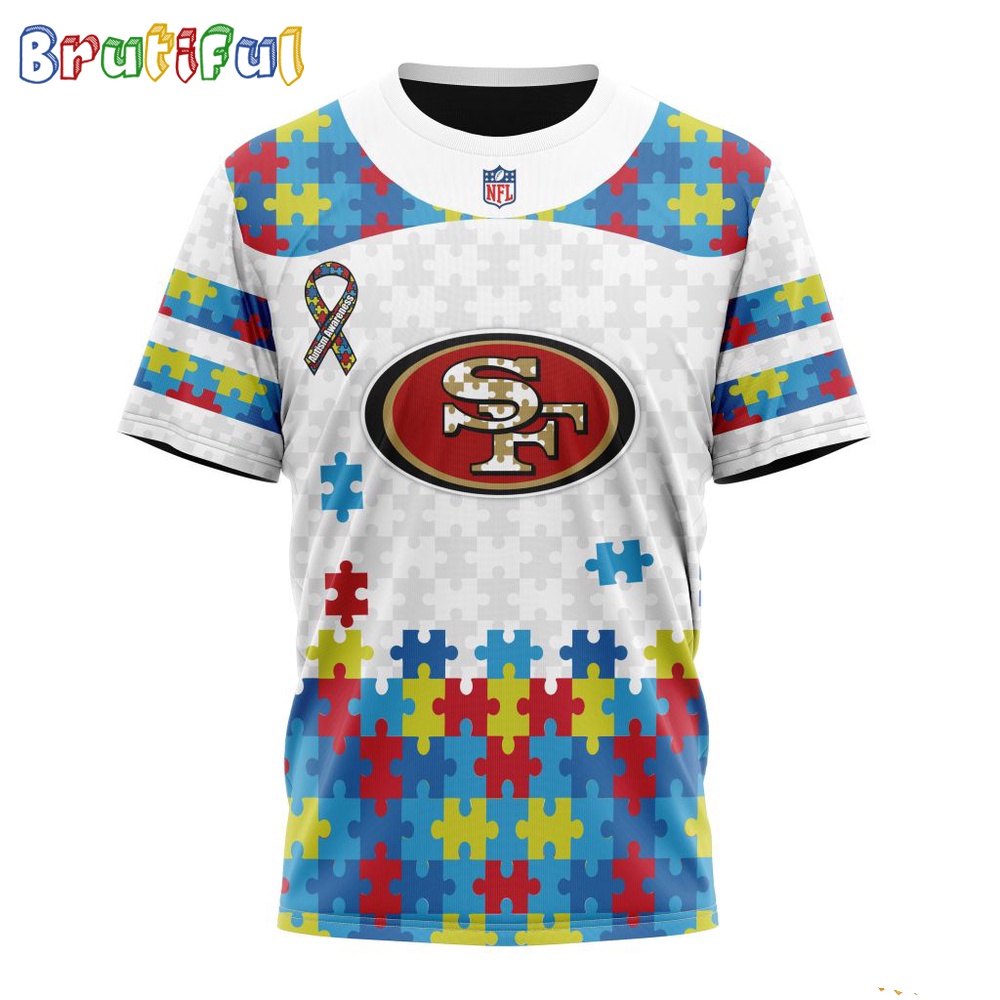 NFL San Francisco 49ers T Shirt Special Autism Awareness Design 3D T Shirt 1