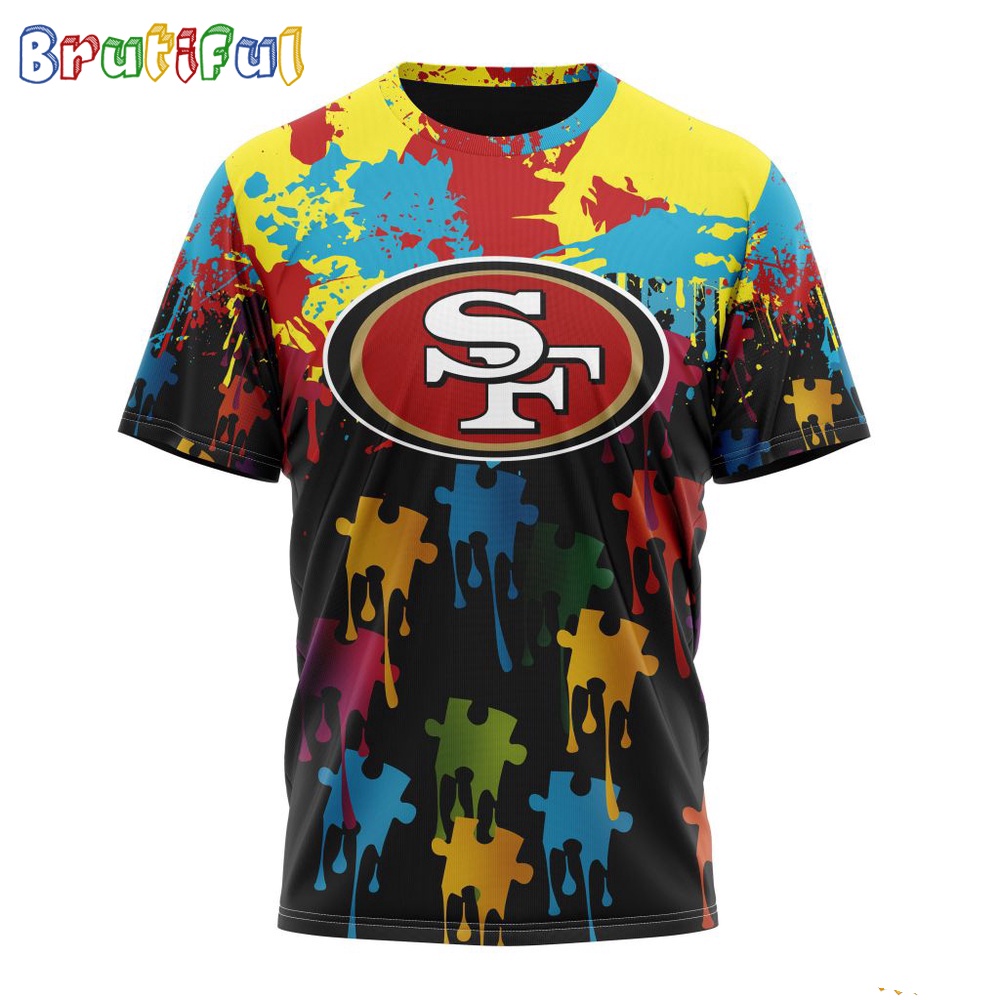 NFL San Francisco 49ers T Shirt Special Autism Awareness Design Football T Shirt 1
