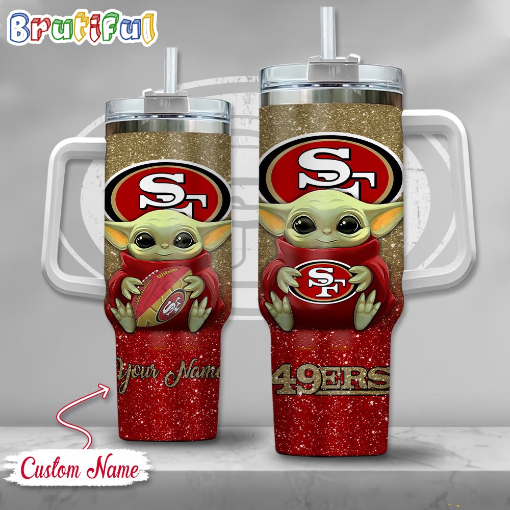NFL San Francisco 49ers Tumbler Baby Yoda Customzed Handle Cup
