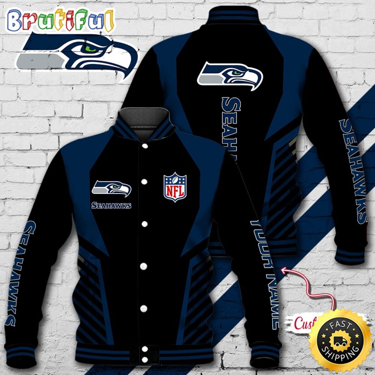 NFL Seattle Seahawks レザージャケット Full-Zip Seattle Seahawks Varsity Leather Jacket