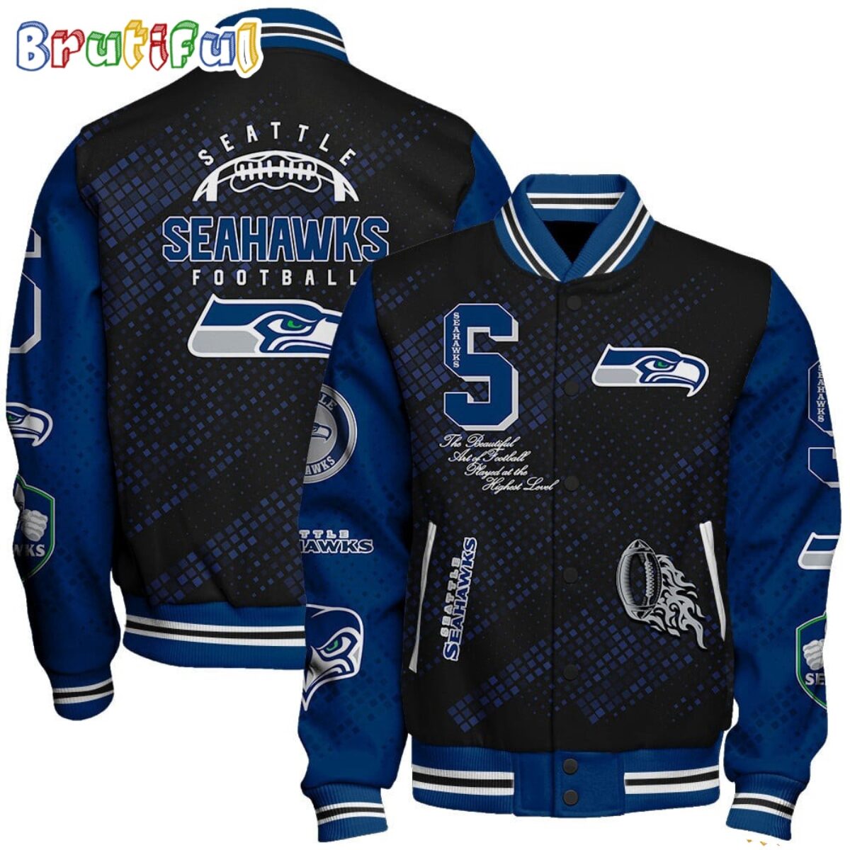 NFL Seattle Seahawks レザージャケット Seattle Seahawks Retro Classic Rib Wool & Leather Varsity Jacket