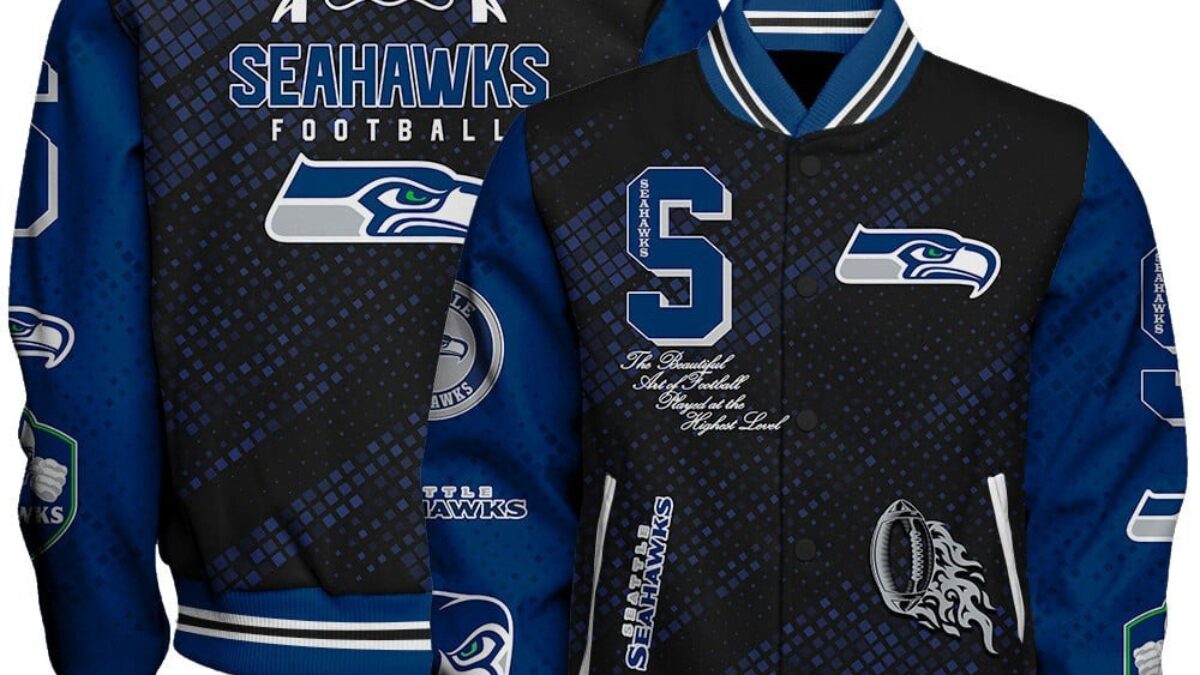 NFL Seattle Seahawks Baseball Jacket Print Logo Team Football Jacket