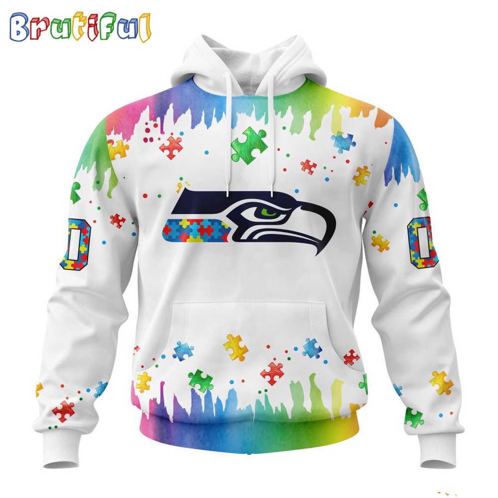 NFL Seattle Seahawks Hoodie Special Autism Awareness Design All Over Print Hoodie 1