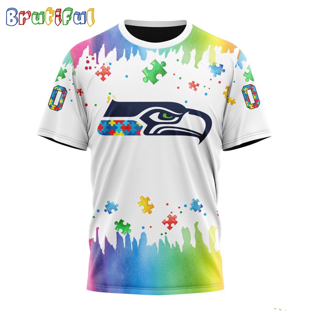 NFL Seattle Seahawks T Shirt Special Autism Awareness Design All Over Print T Shirt 1