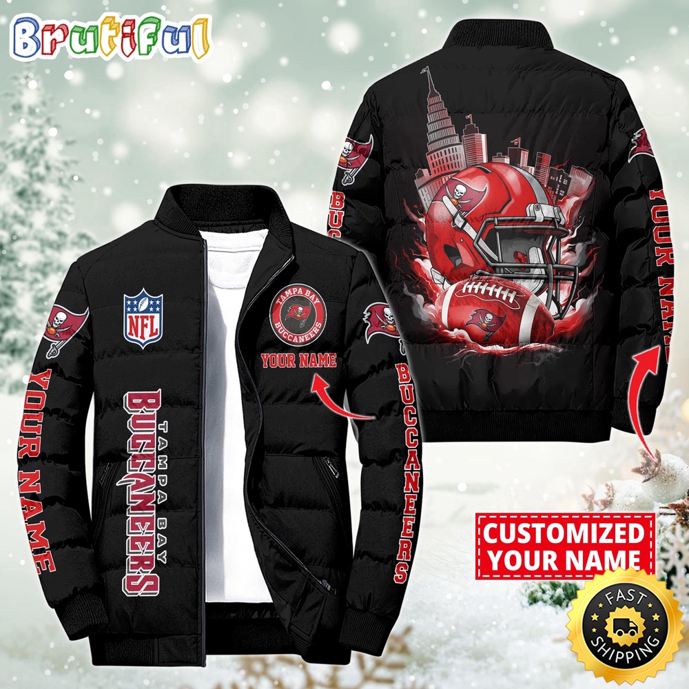 NFL Tampa Bay Buccaneers Puffer Jacket City Logo Print Jacket For Fans 1