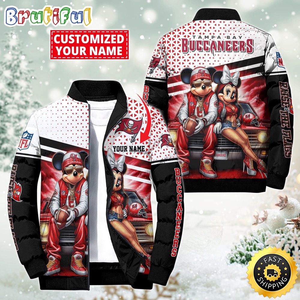 NFL Tampa Bay Buccaneers Puffer Jacket Mickey Minnie Jacket 1