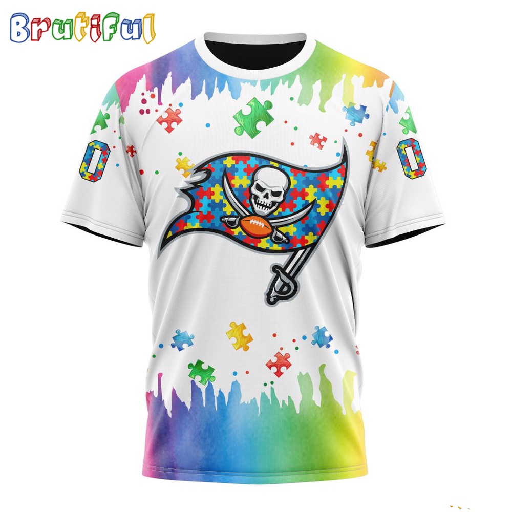 NFL Tampa Bay Buccaneers T Shirt Special Autism Awareness Design All Over Print T Shirt 1