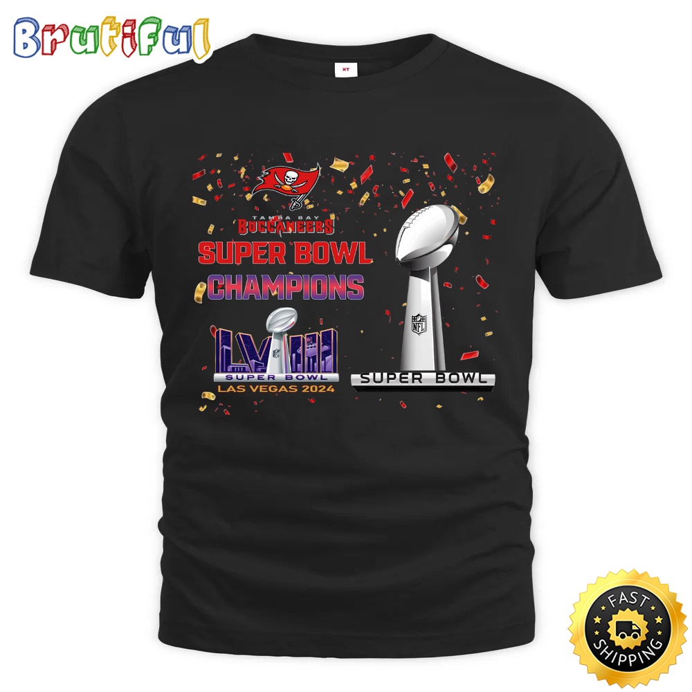 NFL Tampa Bay Buccaneers T Shirt Super Bowl LVIII 2024 Las Vegas Champions Unisex Tshirt 1