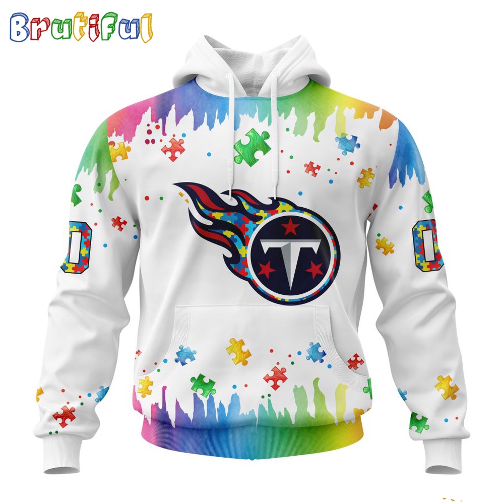 NFL Tennessee Titans Hoodie Special Autism Awareness Design All Over Print Hoodie 1