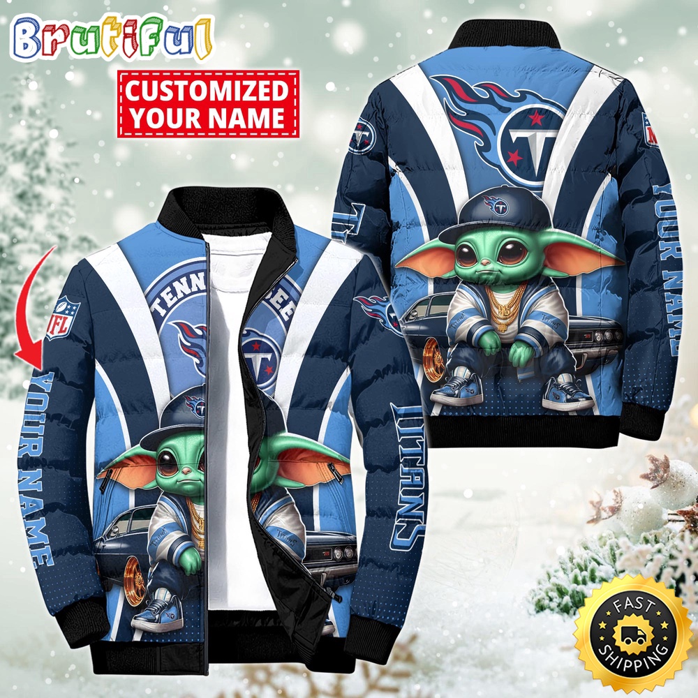 NFL Tennessee Titans Puffer Jacket Baby Yoda Custom Jacket 1