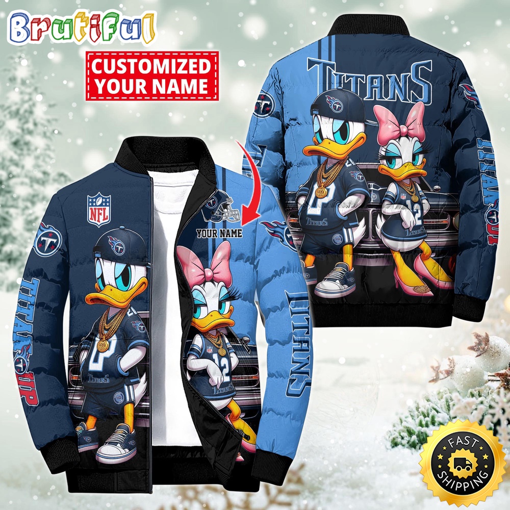 NFL Tennessee Titans Puffer Jacket Donald Duck Custom Jacket 1