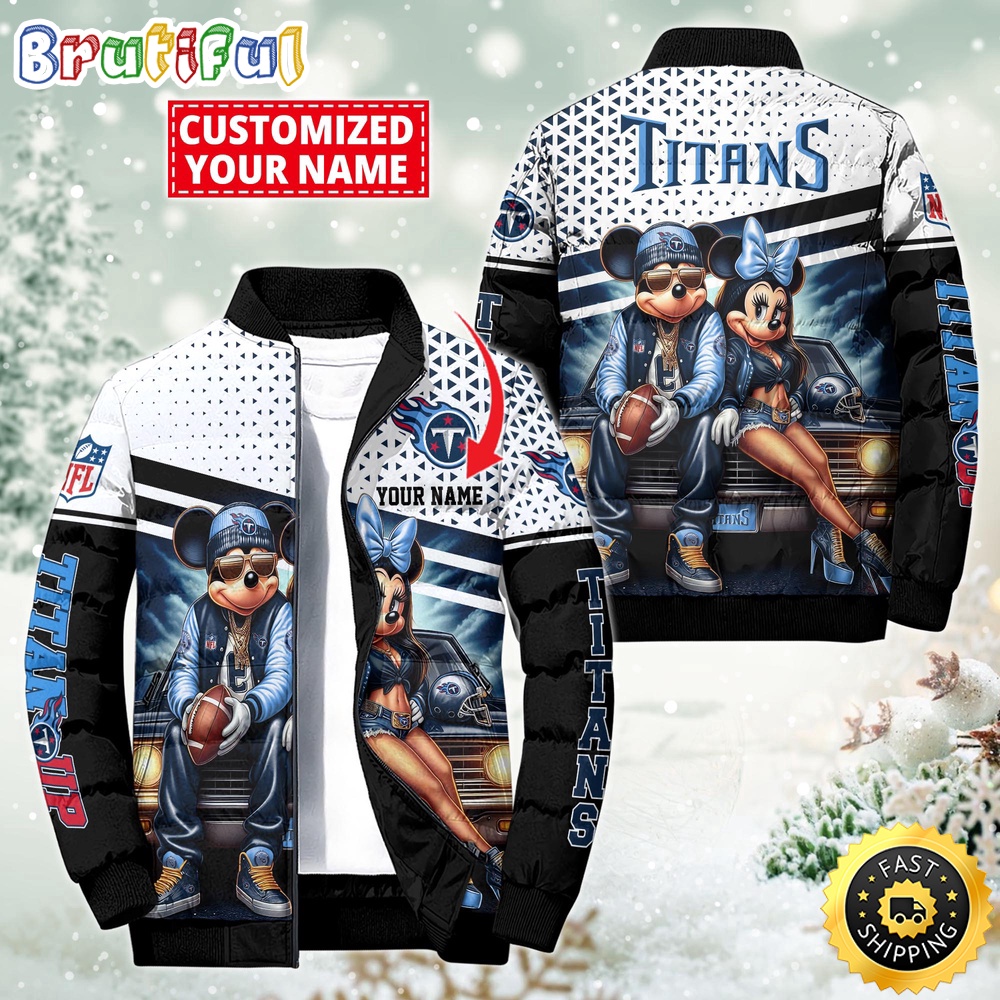 NFL Tennessee Titans Puffer Jacket Mickey Minnie Jacket 1