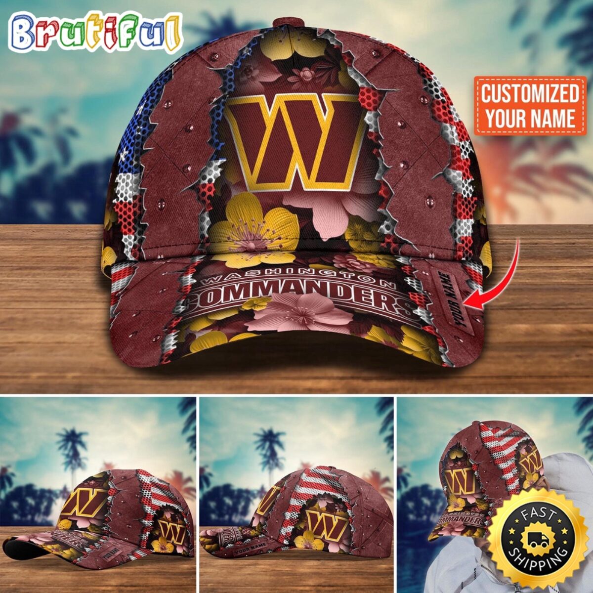 Custom Washington Commander Hat New Era NFL Camo Washington Commanders 9Fifty A-Frame  main image 3