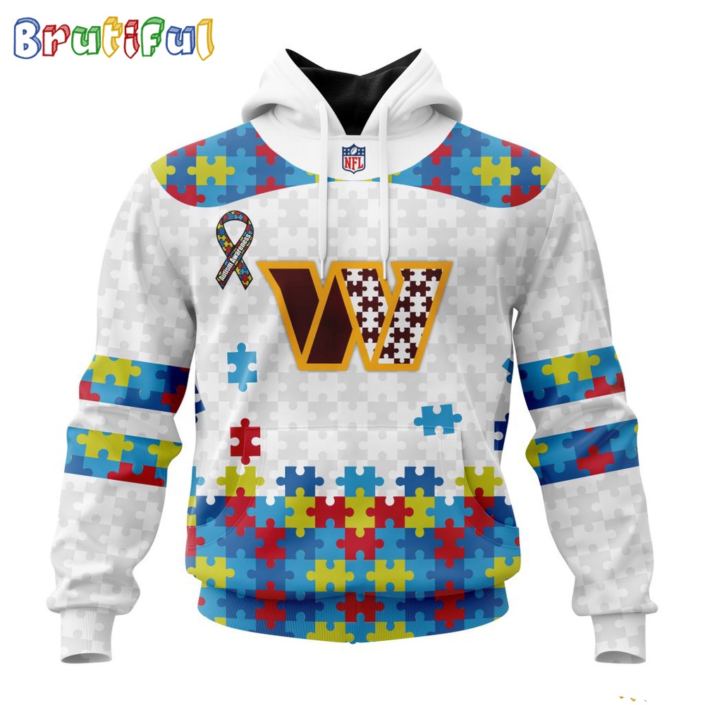 NFL Washington Commanders Hoodie Special Autism Awareness Design 3D Hoodie 1